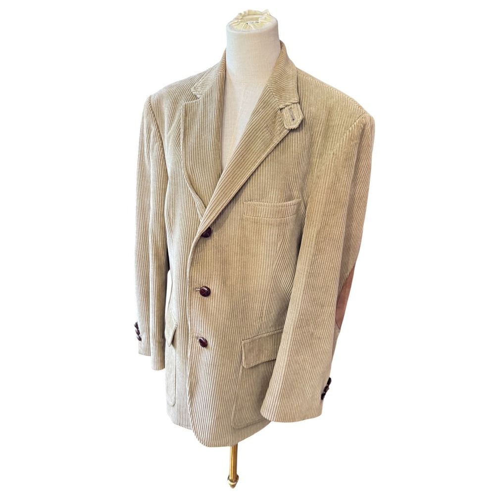 Orvis‎ Mens 40R Corduroy Sport Coat Blazer Tan Elbow Patches Cotton USA Vintage